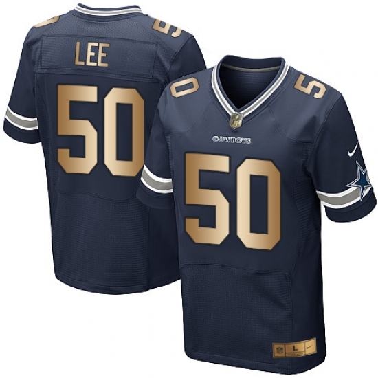 Men's Nike Dallas Cowboys 50 Sean Lee Elite Navy/Gold Team Color NFL Jersey