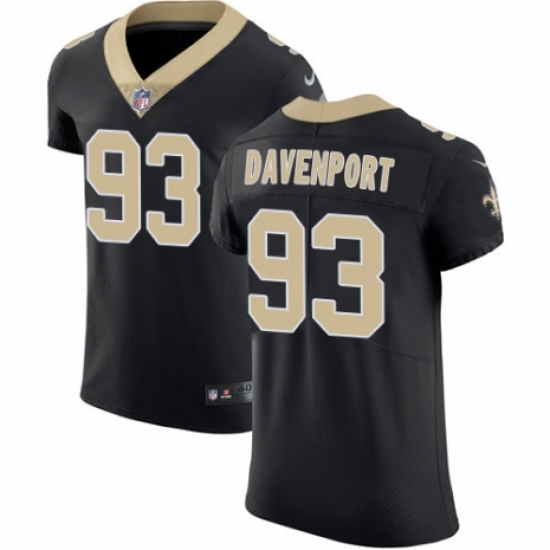 Men's Nike New Orleans Saints 93 Marcus Davenport Black Team Color Vapor Untouchable Elite Player NFL Jersey