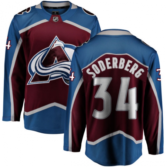 Youth Colorado Avalanche 34 Carl Soderberg Fanatics Branded Maroon Home Breakaway NHL Jersey