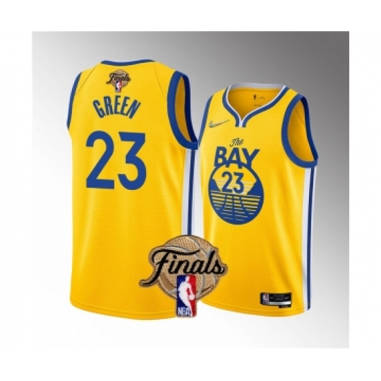 Men's Golden State Warriors 23 Draymond Green Yellow 2022 Finals Stitched Jersey