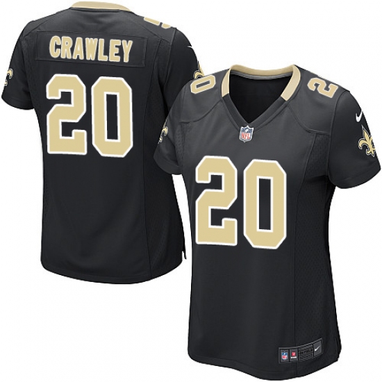 Women's Nike New Orleans Saints 20 Ken Crawley Game Black Team Color NFL Jersey