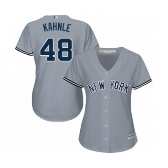 Women's New York Yankees 48 Tommy Kahnle Authentic Grey Road Baseball Player Jersey