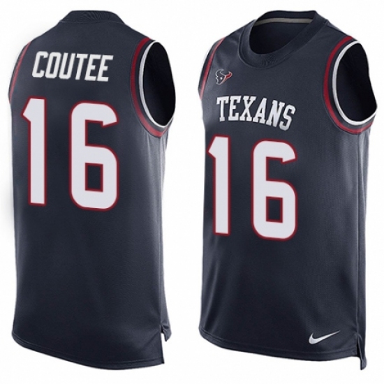 Men's Nike Houston Texans 16 Keke Coutee Limited Navy Blue Player Name & Number Tank Top NFL Jersey