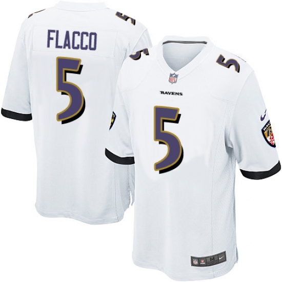 Men's Nike Baltimore Ravens 5 Joe Flacco Game White NFL Jersey