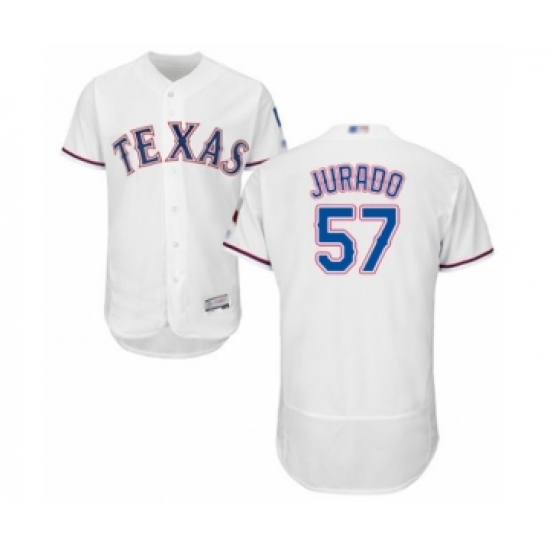 Men's Texas Rangers 57 Ariel Jurado White Home Flex Base Authentic Collection Baseball Player Jersey