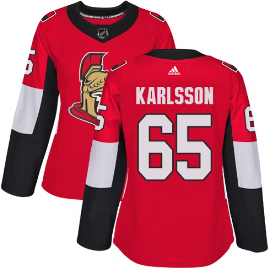 Women's Adidas Ottawa Senators 65 Erik Karlsson Authentic Red Home NHL Jersey