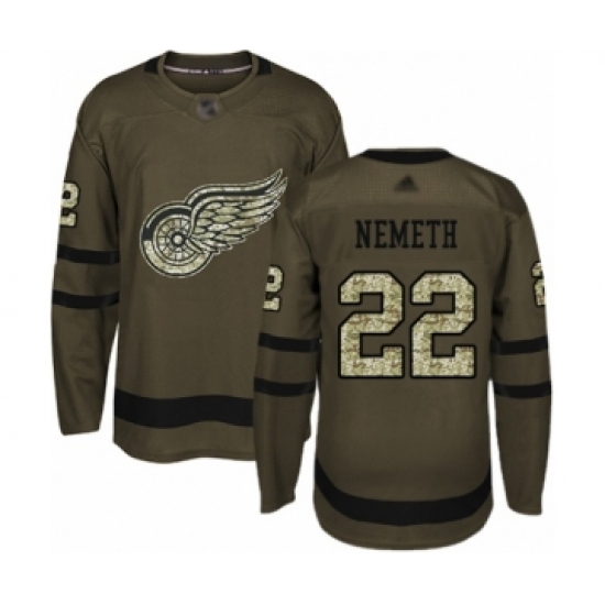 Men's Detroit Red Wings 22 Patrik Nemeth Authentic Green Salute to Service Hockey Jersey