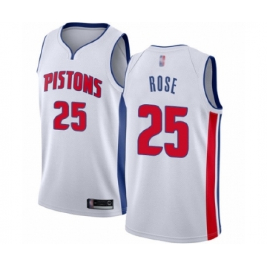 Women's Detroit Pistons 25 Derrick Rose Swingman White Basketball Jersey - Association Edition