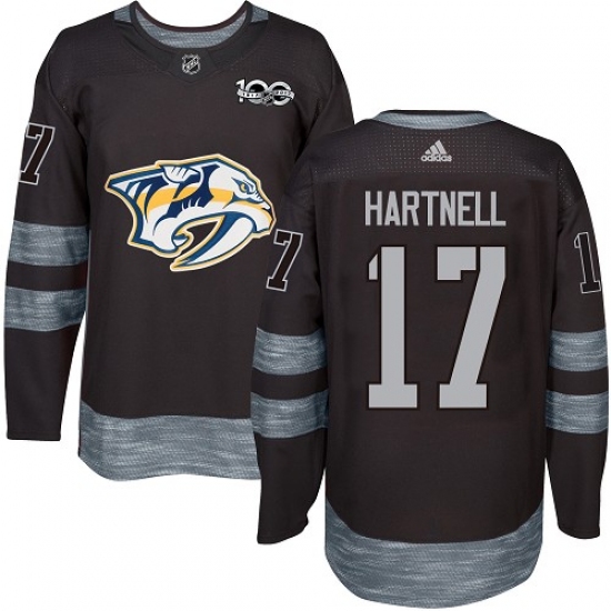 Men's Adidas Nashville Predators 17 Scott Hartnell Authentic Black 1917-2017 100th Anniversary NHL Jersey