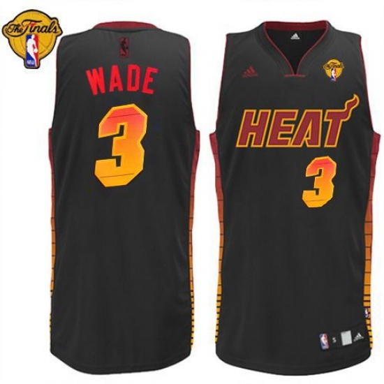 Men's Adidas Miami Heat 3 Dwyane Wade Swingman Black Vibe Finals Patch NBA Jersey