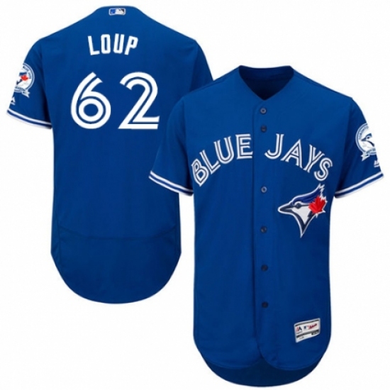 Men's Majestic Toronto Blue Jays 62 Aaron Loup Royal Blue Alternate Flex Base Authentic Collection MLB Jersey