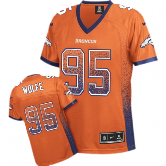Women's Nike Denver Broncos 95 Derek Wolfe Elite Orange Drift Fashion NFL Jersey
