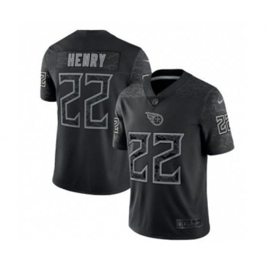 Men's Tennessee Titans 22 Derrick Henry Black Reflective Limited Stitched Football Jersey