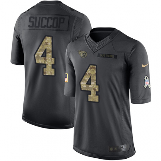 Youth Nike Tennessee Titans 4 Ryan Succop Limited Black 2016 Salute to Service NFL Jersey