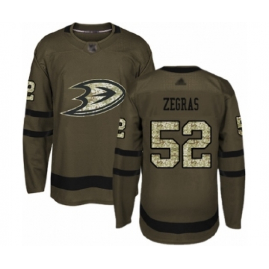 Men's Anaheim Ducks 52 Trevor Zegras Authentic Green Salute to Service Hockey Jersey