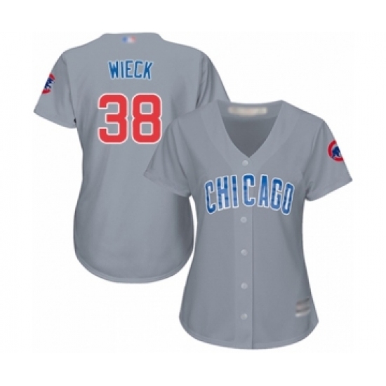 Women's Chicago Cubs 38 Brad Wieck Authentic Grey Road Cool Base Baseball Player Jersey