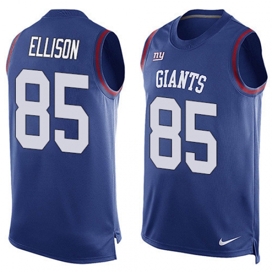 Men's Nike New York Giants 85 Rhett Ellison Limited Royal Blue Player Name & Number Tank Top NFL Jersey