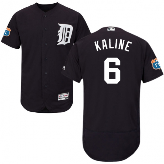 Men's Majestic Detroit Tigers 6 Al Kaline Navy Blue Alternate Flex Base Authentic Collection MLB Jersey