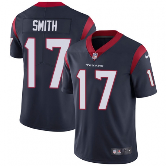 Men's Nike Houston Texans 17 Vyncint Smith Navy Blue Team Color Vapor Untouchable Limited Player NFL Jersey