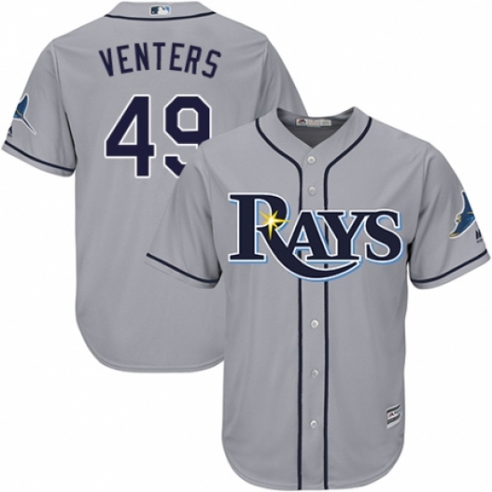 Men's Majestic Tampa Bay Rays 49 Jonny Venters Replica Grey Road Cool Base MLB Jersey