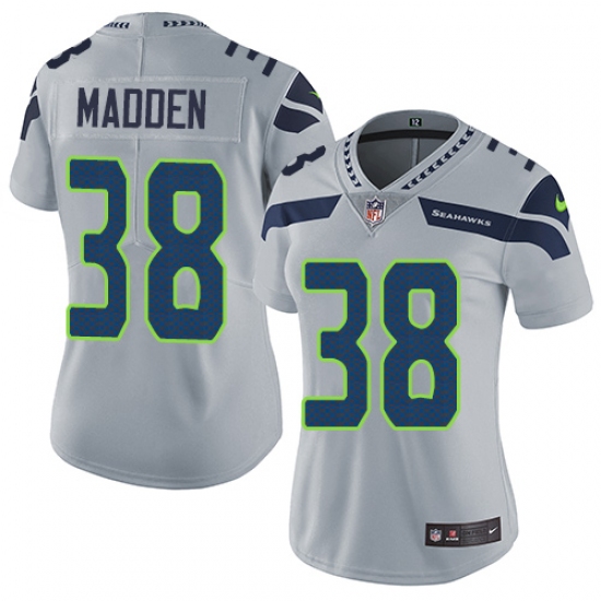 Women's Nike Seattle Seahawks 38 Tre Madden Grey Alternate Vapor Untouchable Limited Player NFL Jersey