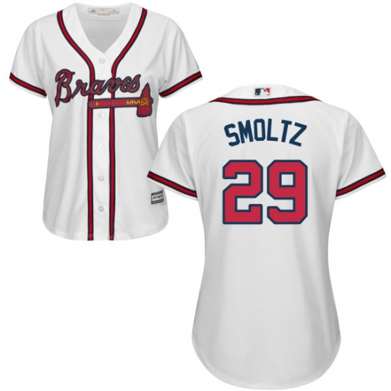 Women's Majestic Atlanta Braves 29 John Smoltz Authentic White Home Cool Base MLB Jersey