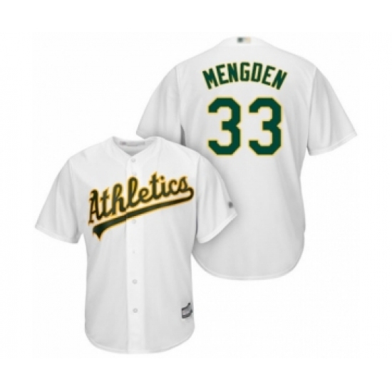 Youth Oakland Athletics 33 Daniel Mengden Authentic White Home Cool Base Baseball Player Jersey