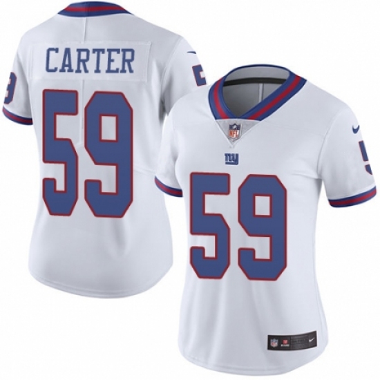 Women's Nike New York Giants 59 Lorenzo Carter Limited White Rush Vapor Untouchable NFL Jersey