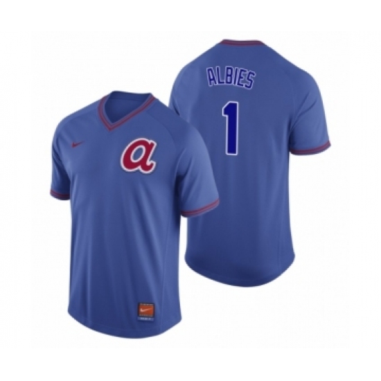 Men's Atlanta Braves 1 Ozzie Albies Royal Cooperstown Collection Legend Jersey