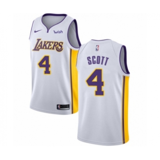 Youth Los Angeles Lakers 4 Byron Scott Swingman White Basketball Jersey - Association Edition