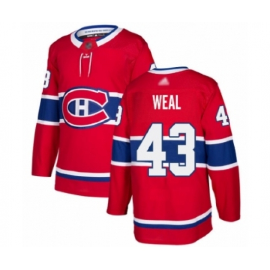 Youth Montreal Canadiens 43 Jordan Weal Authentic Red Home Hockey Jersey