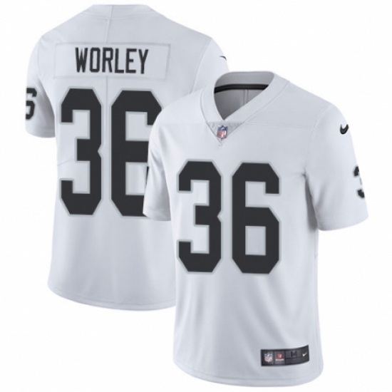 Youth Nike Oakland Raiders 36 Daryl Worley White Vapor Untouchable Elite Player NFL Jersey