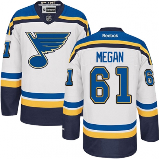 Men's Reebok St. Louis Blues 61 Wade Megan Authentic White Away NHL Jersey