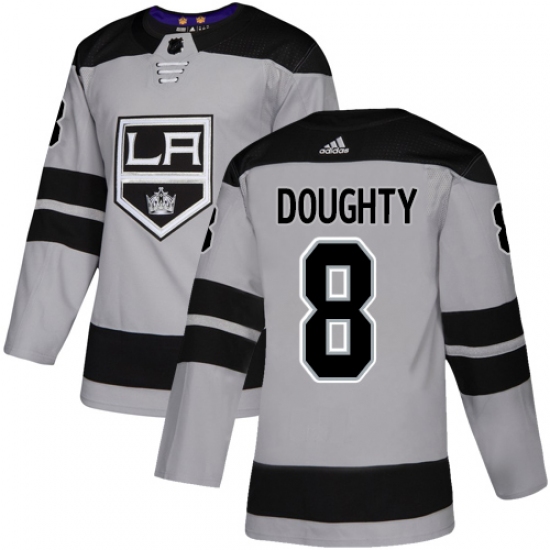 Youth Adidas Los Angeles Kings 8 Drew Doughty Authentic Gray Alternate NHL Jersey