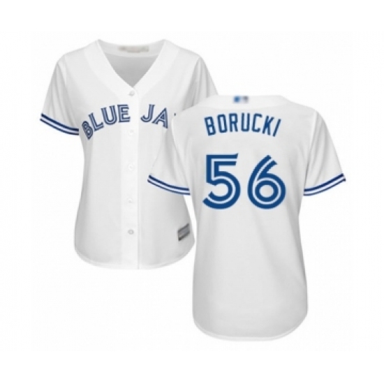 Women's Toronto Blue Jays 56 Ryan Borucki Authentic White Home Baseball Player Jersey