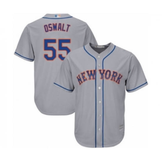 Youth New York Mets 55 Corey Oswalt Authentic Grey Road Cool Base Baseball Player Jersey