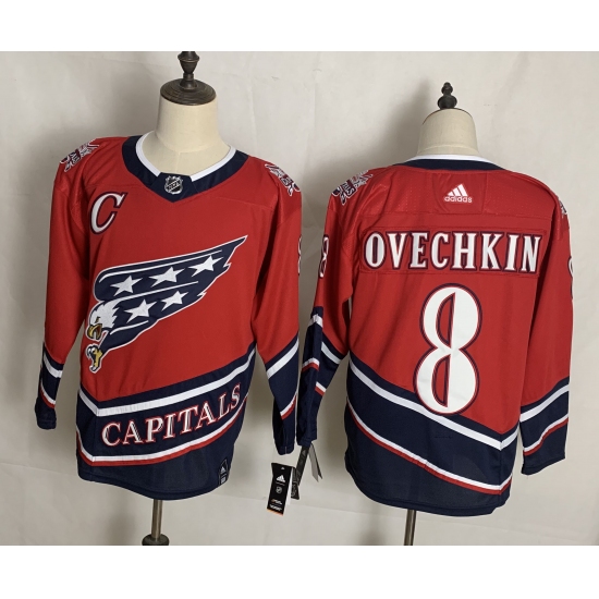 Men's Washington Capitals 8 Alex Ovechkin Red Authentic Classic Stitched Jersey