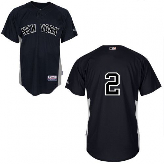 Men's Majestic New York Yankees 2 Derek Jeter Replica Black MLB Jersey