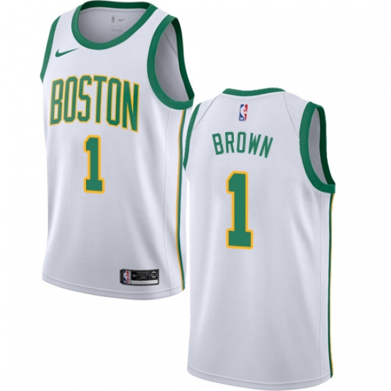 Men's Nike Boston Celtics 1 Walter Brown Swingman White NBA Jersey - City Edition