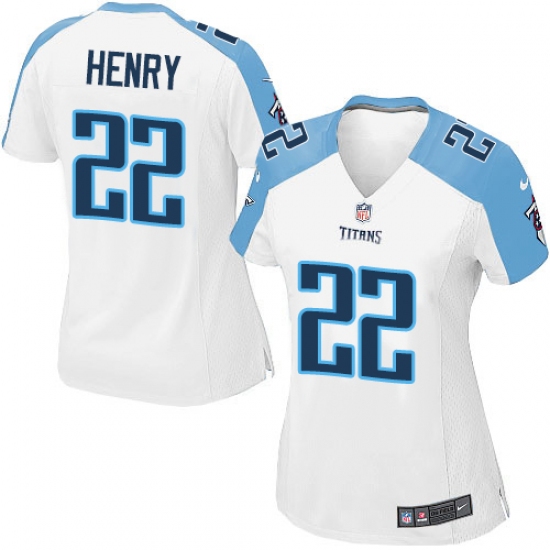 Women's Nike Tennessee Titans 22 Derrick Henry Game White NFL Jersey