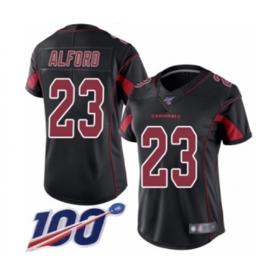 Women's Arizona Cardinals 23 Robert Alford Limited Black Rush Vapor Untouchable 100th Season Football Jersey