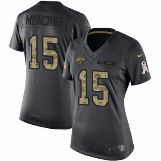 Women's Nike Jacksonville Jaguars 15 Donte Moncrief Limited Black 2016 Salute to Service NFL Jersey