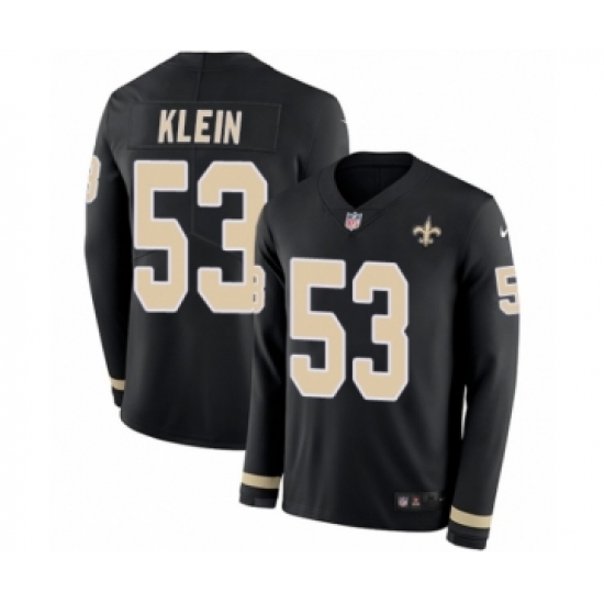 Youth Nike New Orleans Saints 53 A.J. Klein Limited Black Therma Long Sleeve NFL Jersey