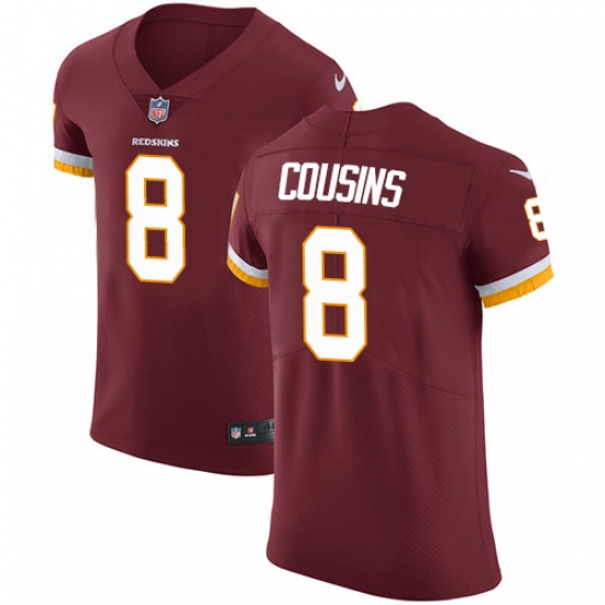 Men's Nike Washington Redskins 8 Kirk Cousins Elite Burgundy Red Team Color NFL Jersey