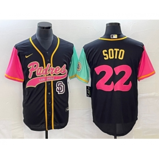 Men's San Diego Padres 22 Juan Soto Black NEW 2023 City Connect Cool Base Stitched Jersey