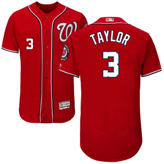 Men's Majestic Washington Nationals 3 Michael Taylor Red Alternate Flex Base Authentic Collection MLB Jersey