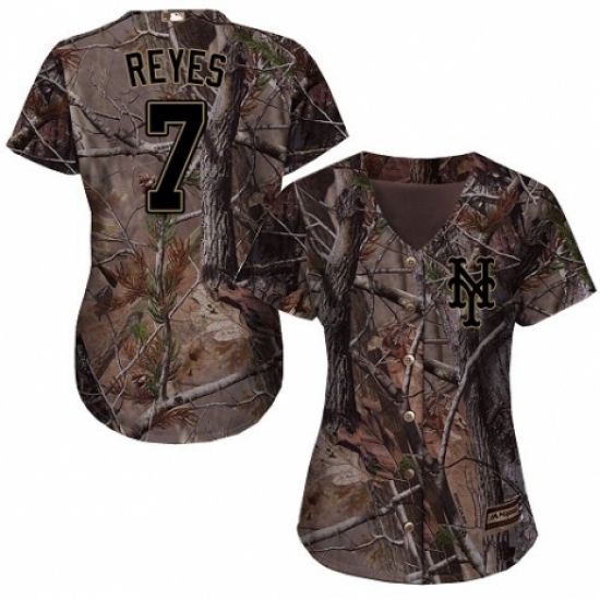 Women's Majestic New York Mets 7 Jose Reyes Authentic Camo Realtree Collection Flex Base MLB Jersey