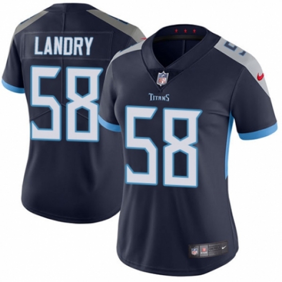 Women's Nike Tennessee Titans 58 Harold Landry Navy Blue Team Color Vapor Untouchable Limited Player NFL Jersey