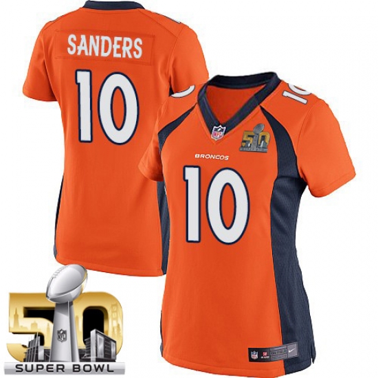 Women's Nike Denver Broncos 10 Emmanuel Sanders Limited Orange Team Color Super Bowl 50 Bound NFL Jersey