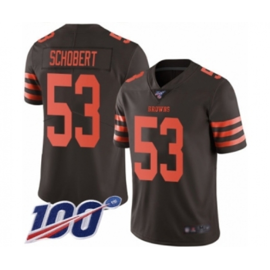 Men's Cleveland Browns 53 Joe Schobert Limited Brown Rush Vapor Untouchable 100th Season Football Jersey